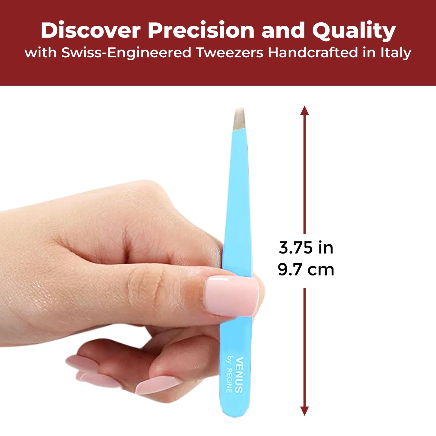 Venus by Regine Slant Tweezers - Handmade Precision Tool for Women & Men, 25-Degree Angle for Shaping Eyebrows & Grooming Facial Contours, Suitable Beauty & Personal Care Regine Switzerland