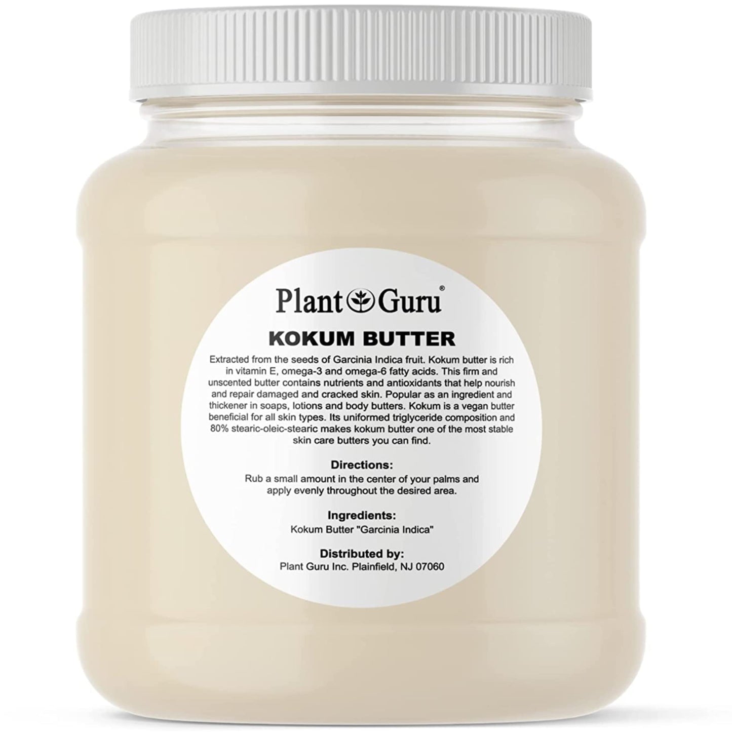 Plant Guru Raw Kokum Butter 3 lbs. Bulk 100% Pure Natural - Great for Skin, Body and Hair Moisturizer, DIY Creams, Balms, Lotions and Soap Making. Beauty & Personal Care Plant Guru