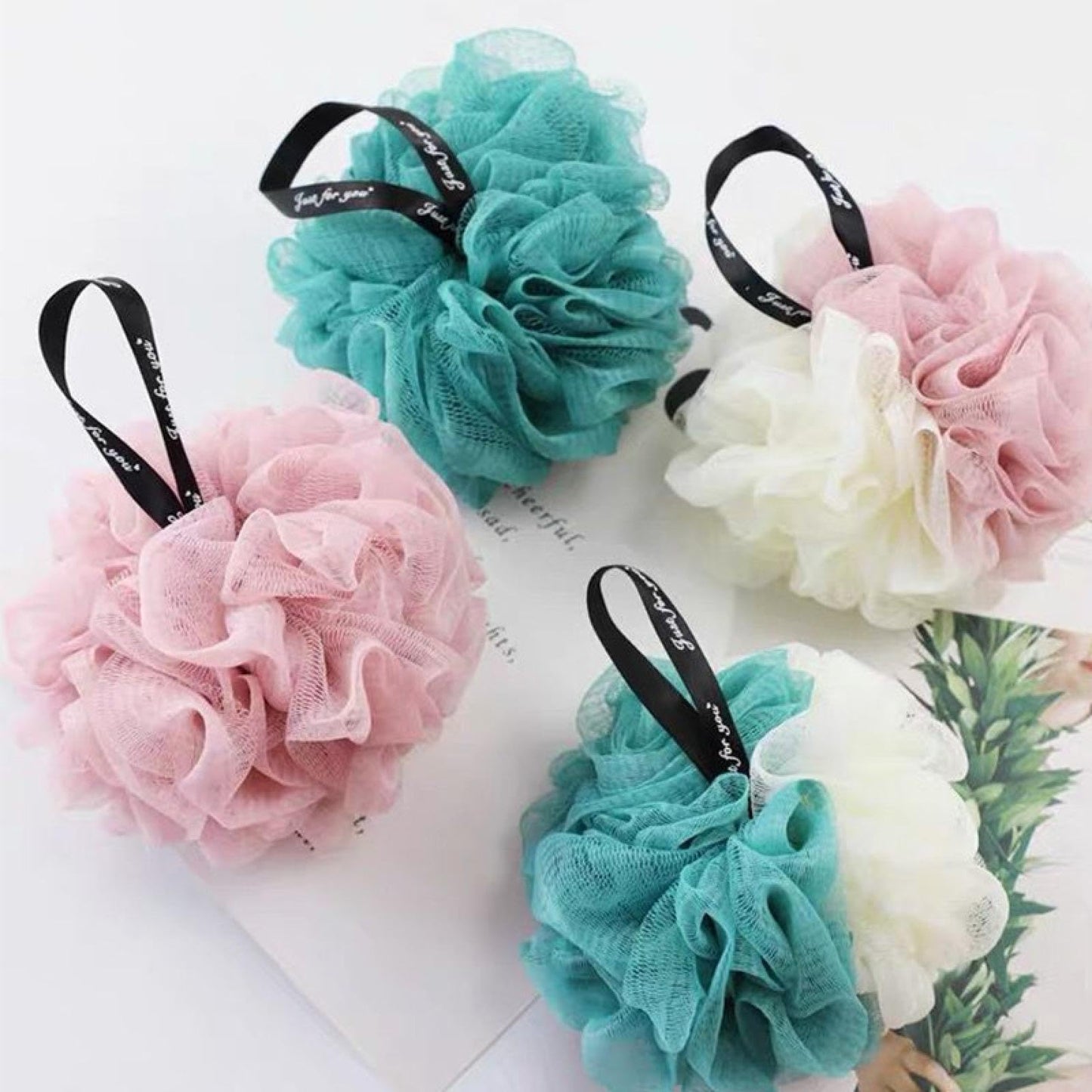 ERHAUSME Bath Bomb Double Bath Ball Flower Pull Back Strip wash Bath Towel Beauty and Personal Care ERHAUSME