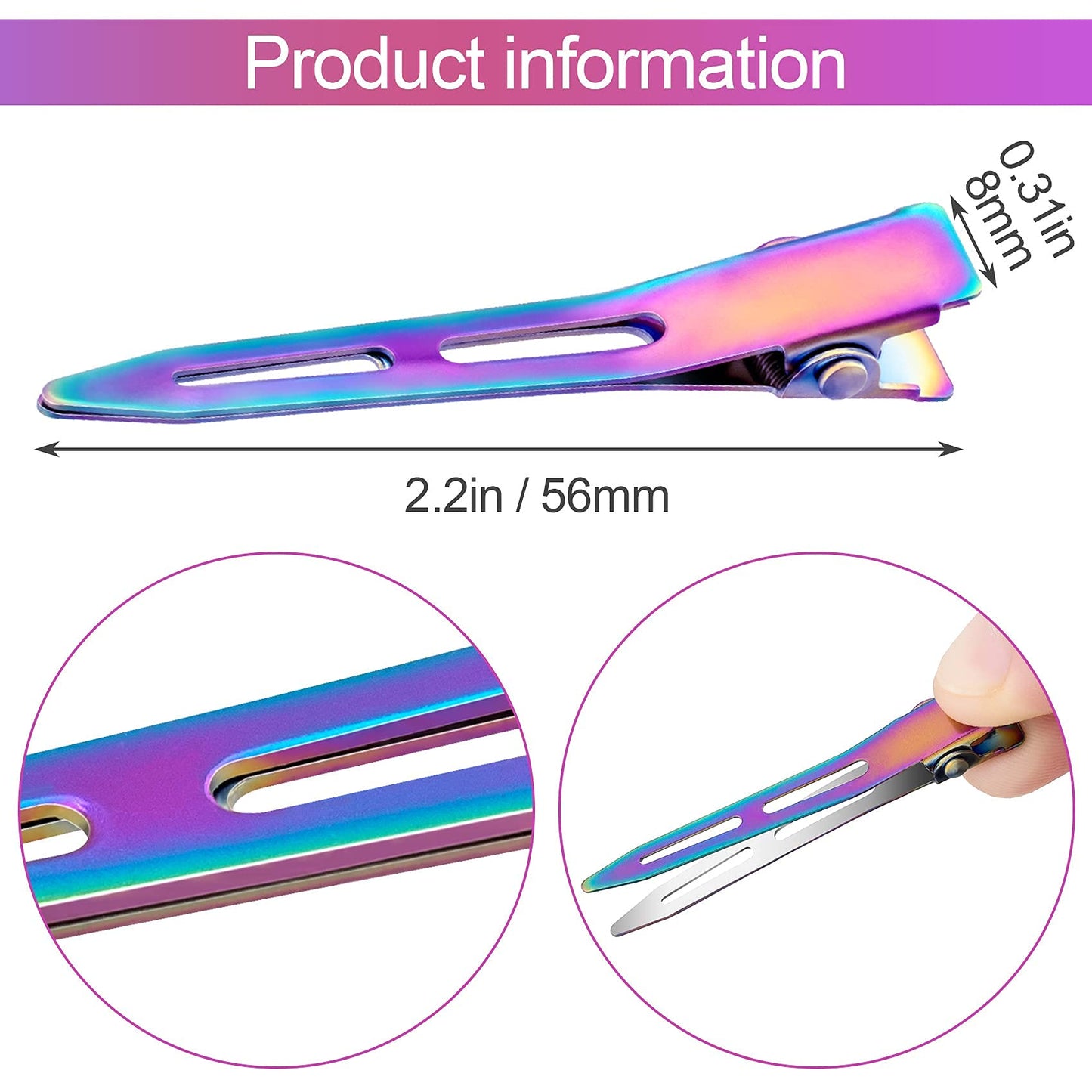 OIIKI 10 Pack 2.2 Inches Rainbow Single Prong Curl Clips, Metal Alligator Hair Clips without Teeth, Rainbow Section Hairpin Hair Accessories for Women Beauty & Personal Care OIIKI