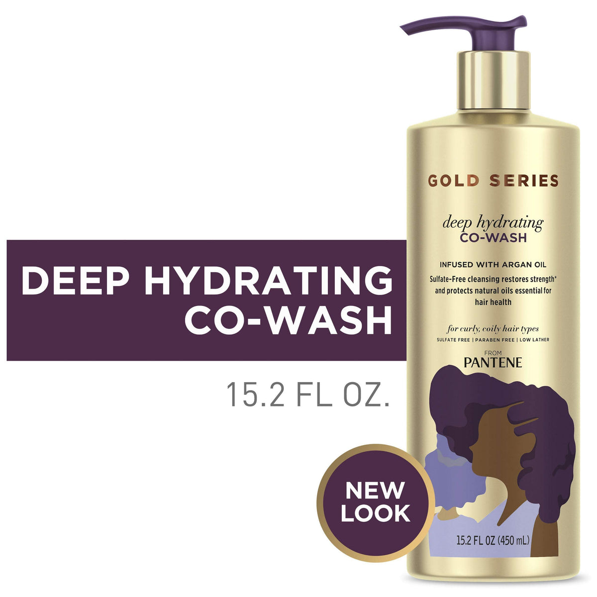 Pantene Gold Series from Sulfate Free Deep Hydrating with Argan Oil for Curly Coily Hair, Co-Wash, 15.2 Fl Oz (Packaging May Vary) Beauty & Personal Care Pantene