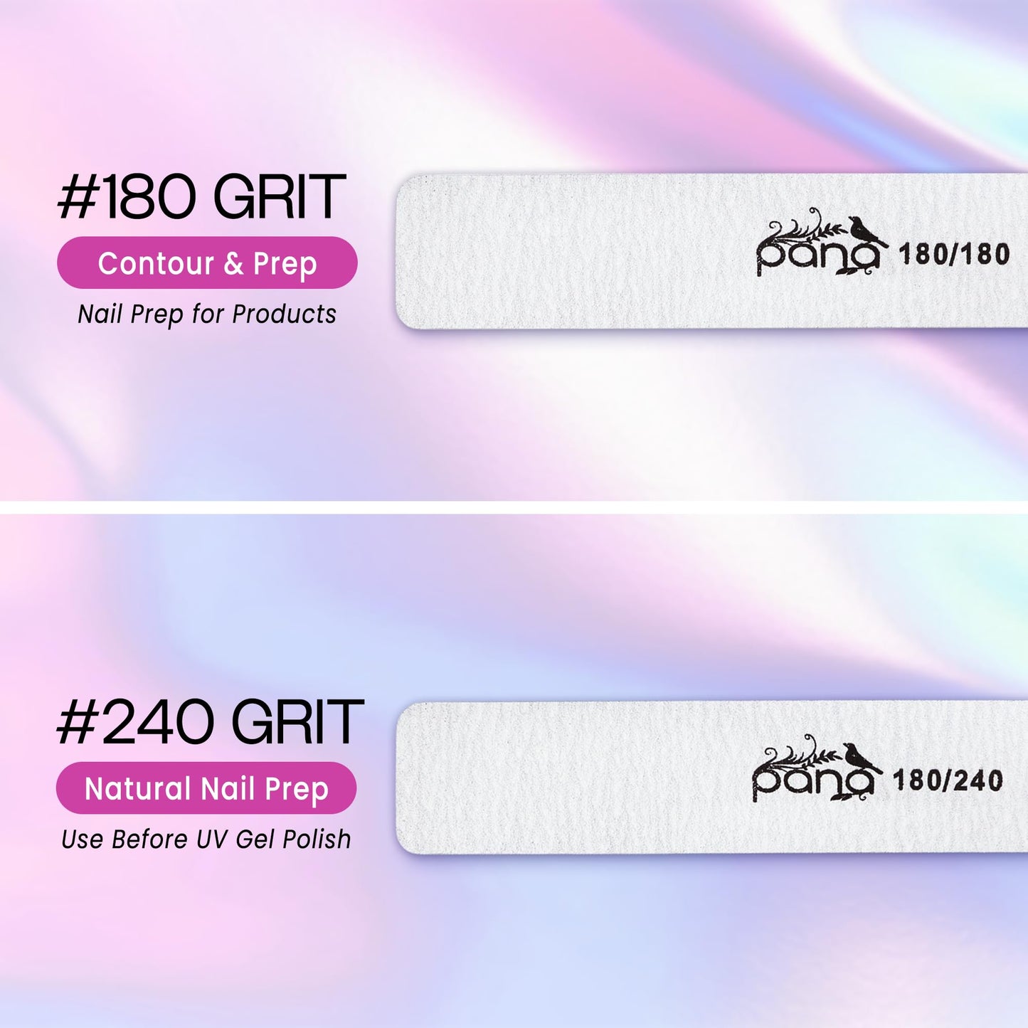 10pcs - PANA Jumbo Double-Sided Emery Nail File for Manicure, Pedicure, Natural, and Acrylic Nails - Zebra (Grit 100/180) Beauty & Personal Care PANA