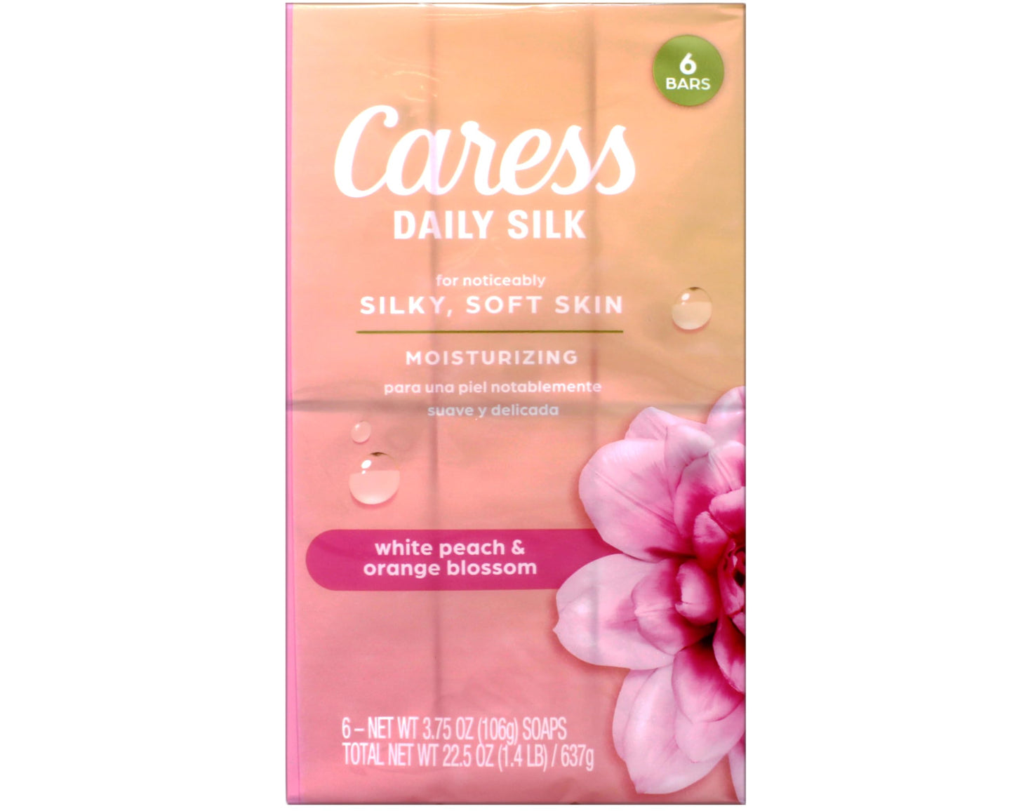 Caress Daily Silk Moisturizing Soap, White Peach & Orange Blossom, 3.75 oz 6 Bars - 3 Pack Beauty & Personal Care Caress