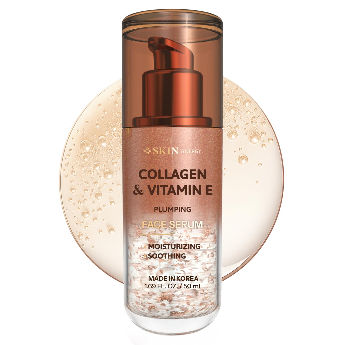 Skin Synergy Collagen & Vitamin E Face Serum - Hydrating, Firming & Nourishing Formula - Dermatologist Tested, Anti-Aging, Korean Skin Care - Clean Beauty & Personal Care Skin Synergy