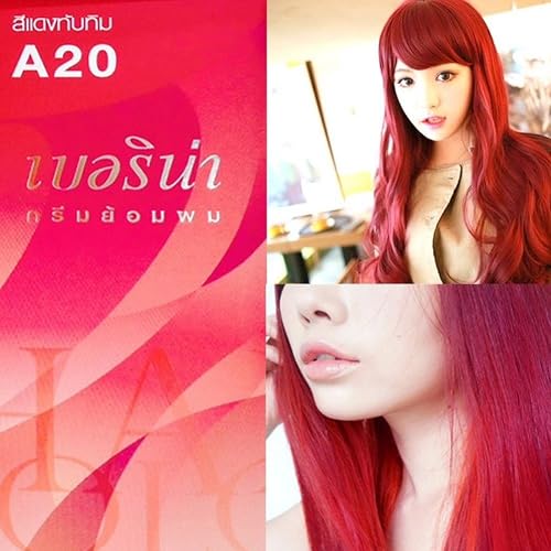 Berina Permanent Hair Dye Color Cream # A20 Ruby Red Color Made in Thailand By Sellgreat1449. Beauty & Personal Care Berina