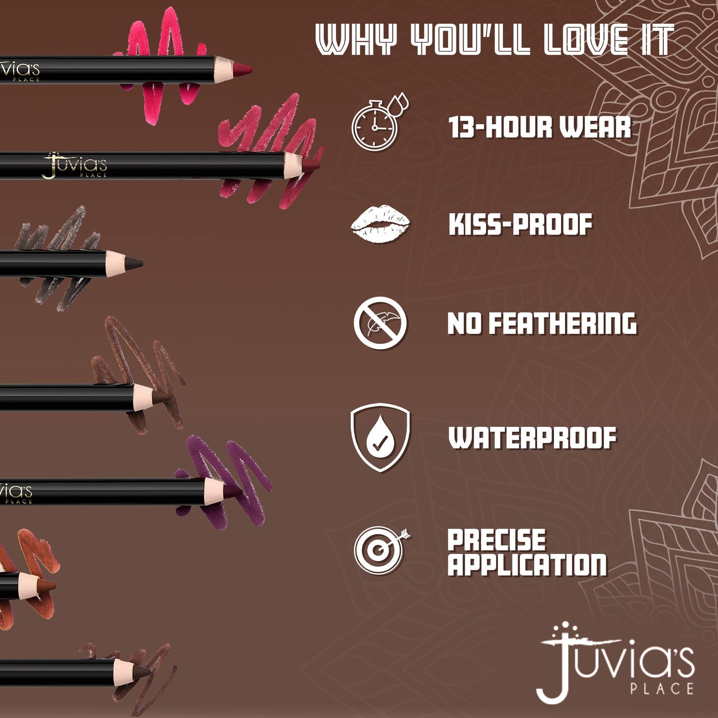 Juvia's Place Long Wear Lip Pencil - Mocktail - Waterproof & Kiss-proof, Long Lasting Lip Liner, Smooth Makeup Application - Soft Matte Finish Base Beauty & Personal Care Juvia's Place