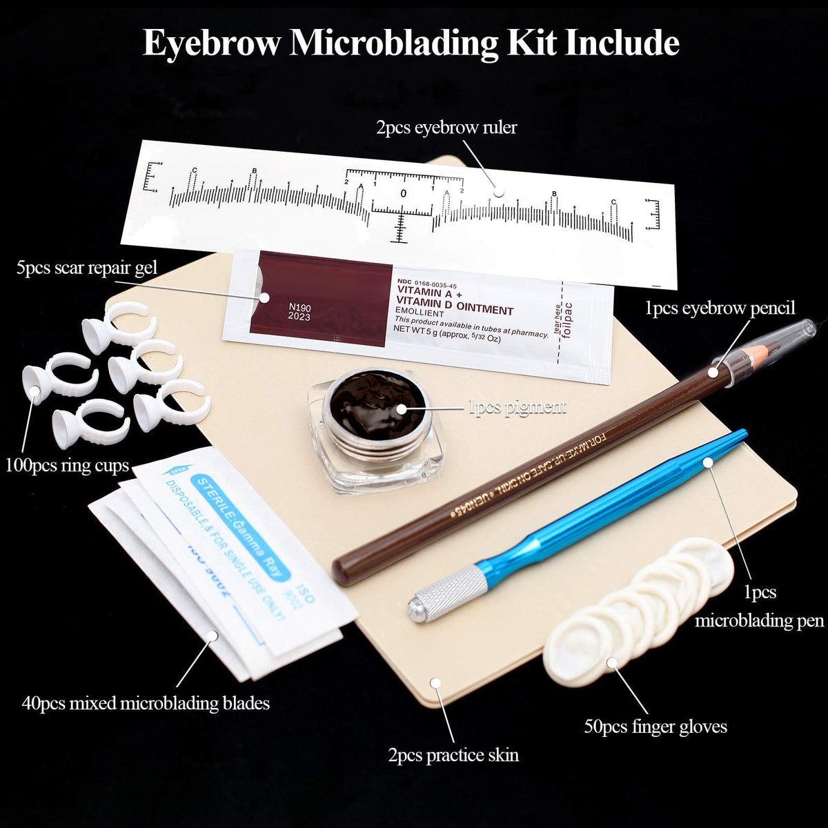 Fenshine Eyebrow Practice Kit with Blades Pigment Practice Skin Eyebrow Ruler Repair Gel Ring Cup Finger Gloves Pencil Beauty & Personal Care fenshine