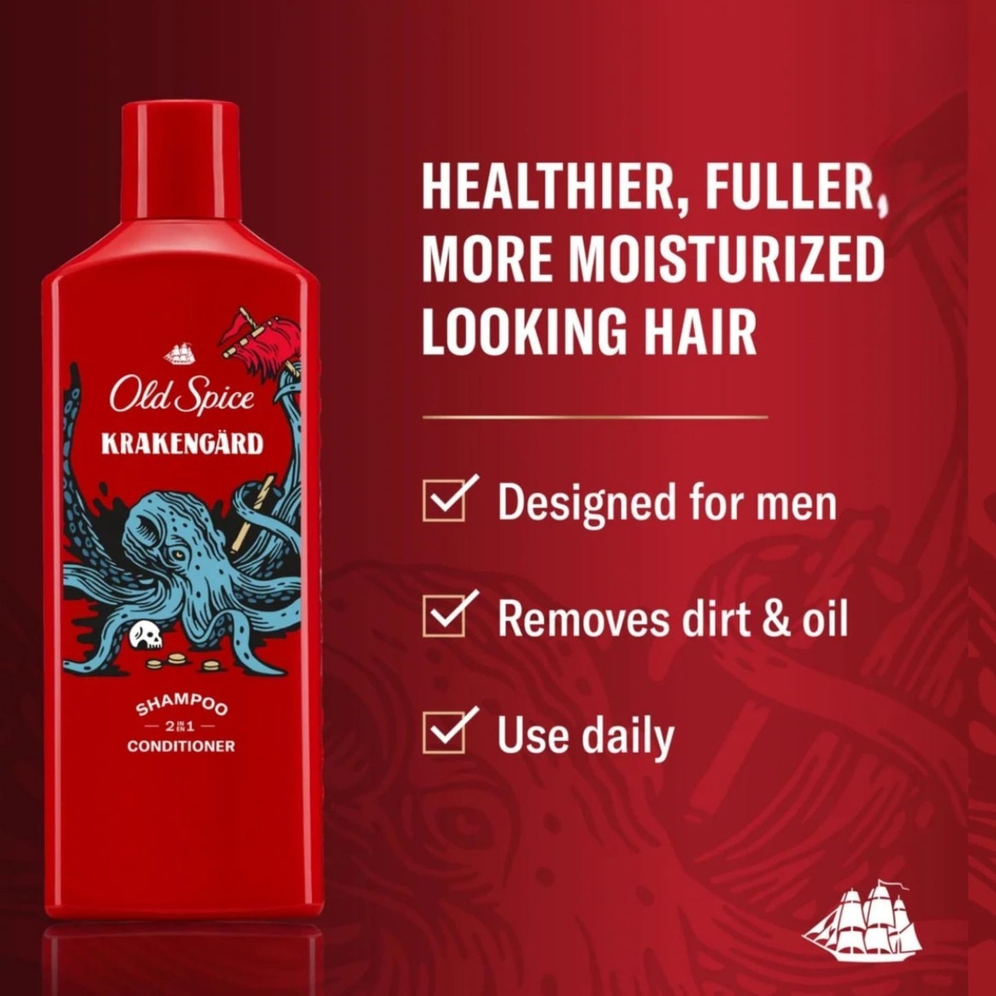 Old Spice Holiday Gift Set, 2-in-1 Shampoo & Conditioner, Body Wash and Hair Pomade (Krakengard) Beauty & Personal Care Old Spice