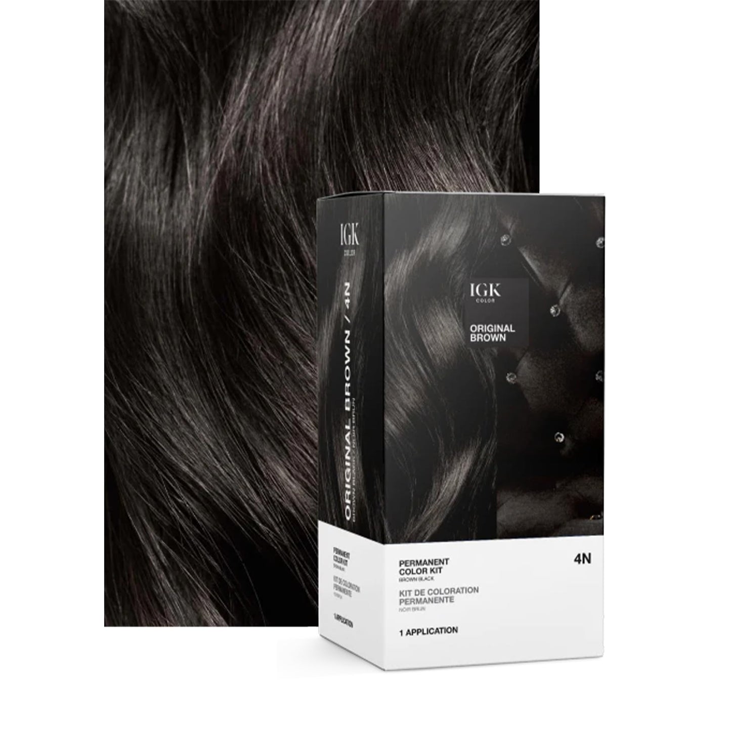IGK Permanent Hair Color Kit | 4N Original Brown - Brown Black | 100% Gray Color Coverage + Strengthen + Shine | Ammonia Free Beauty & Personal Care IGK