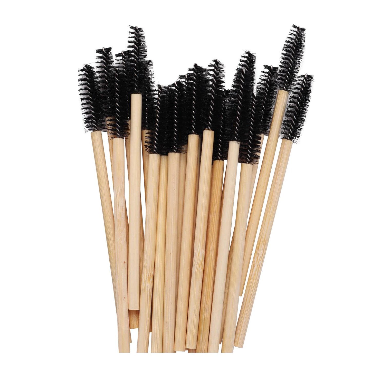100pcs Bamboo Handle Eyelash Brush Disposable Comb Mascara Wands Eye Lashes Extension Applicator Eyebrow Brush (Black Color) Beauty & Personal Care Qundaoily