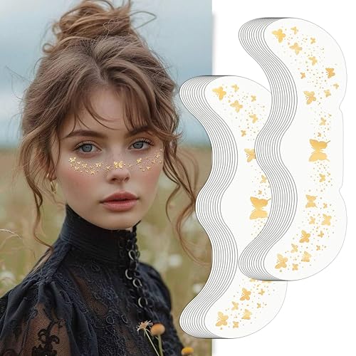 Wodelanle Glitter Freckles Face Tattoo, 24 Count Gold Face Glitter Speckles Makeup Patches, Glow Up Makeup Patches, Cute Glitter Freckles Makeup Beauty & Personal Care Wodelanle