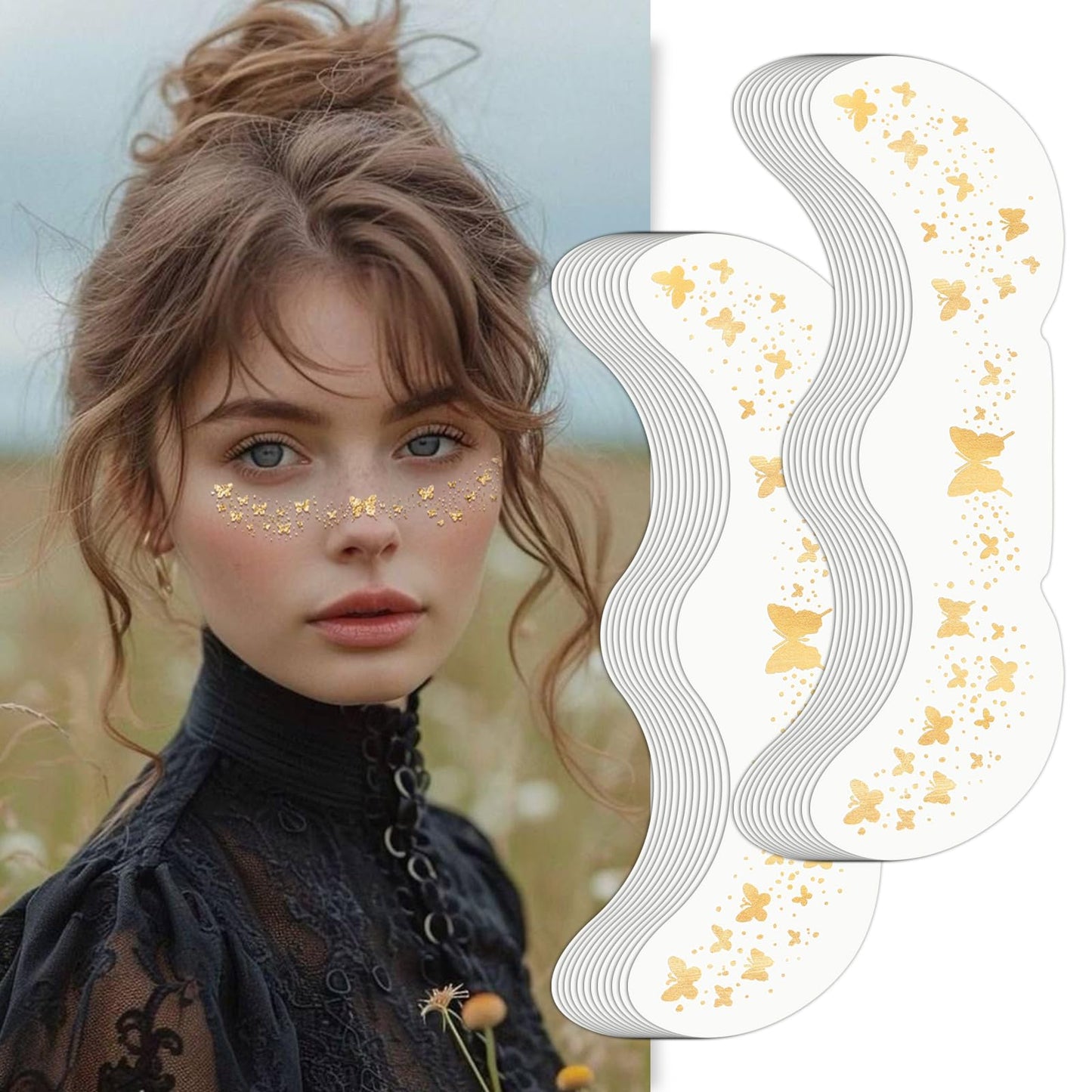Wodelanle Glitter Freckles Face Tattoo, 24 Count Gold Face Glitter Speckles Makeup Patches, Glow Up Makeup Patches, Cute Glitter Freckles Makeup Beauty & Personal Care Wodelanle