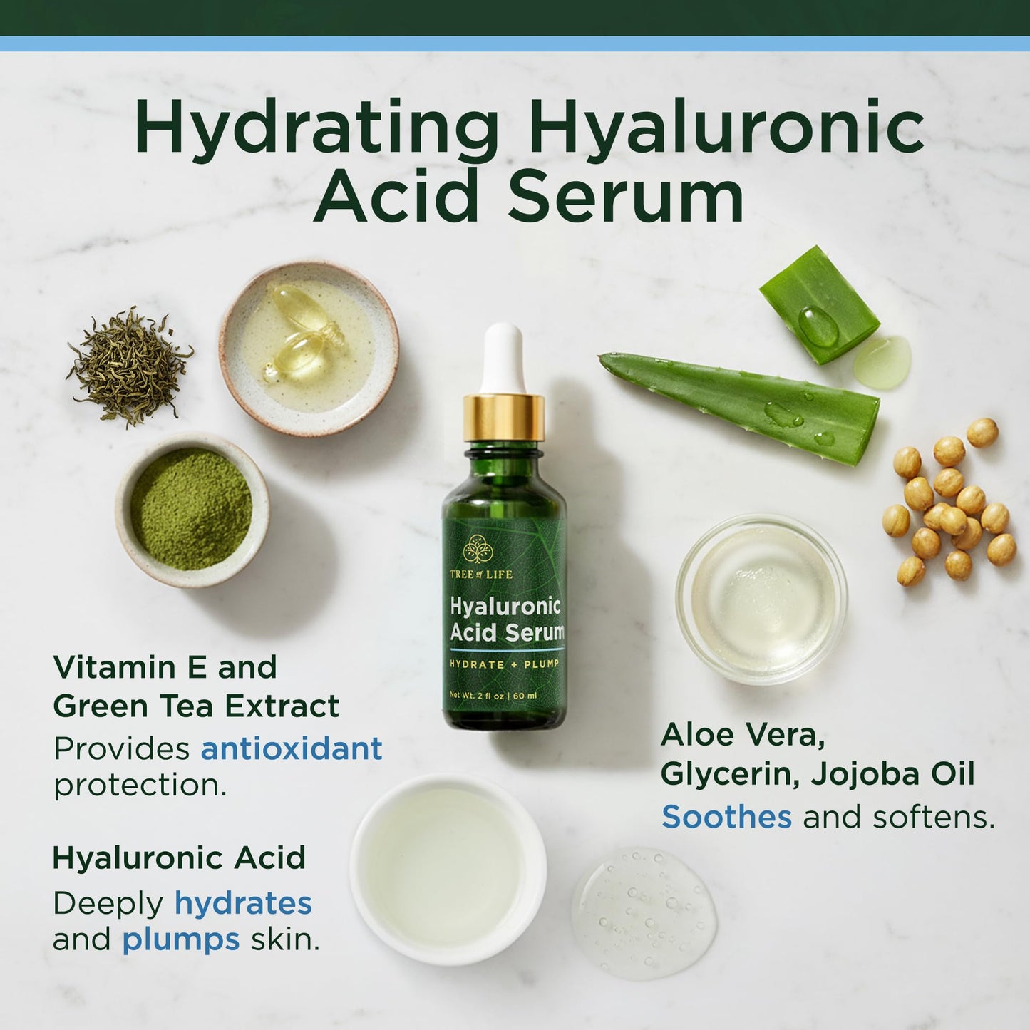 Tree of Life Beauty Hyaluronic Acid Serum, Skin Brightening Face Oil for Dark and Age Spots, Facial Serums for Dry and Sensitive Skin Care Beauty & Personal Care Tree of Life