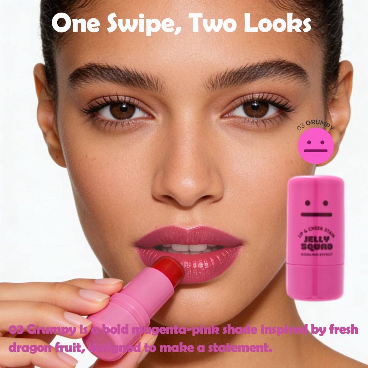 OZ LAB Jelly Squad Lip and Cheek Tint, Cooling Jelly Blush Stick, Grumpy