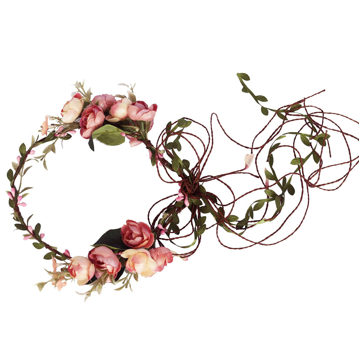 LLinfflr Vine Flower Crown Boho Headband Floral Halo Headpiece Pink Cosplay