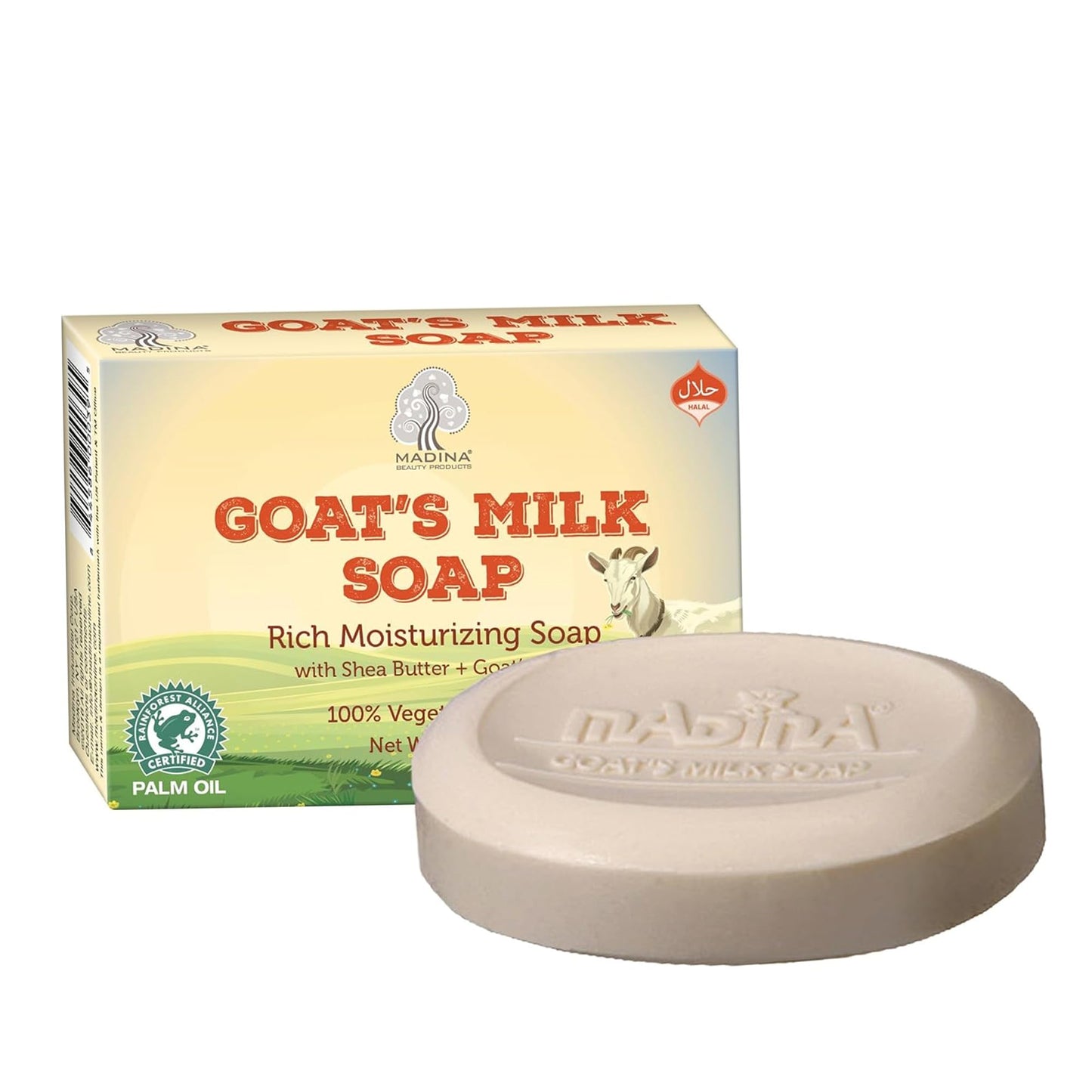 Madina Goat Milk Soap Bar - Hydrating, Moisturizing, Nourishing, Natural Vegetable-Based, Gentle Cleanser for All Skin Types, RSPO & Halal, 6 Pack Beauty & Personal Care Madina