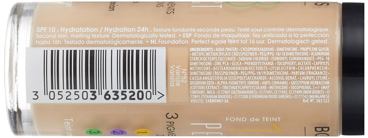 Bourjois Fond de Teint 123 Perfect Foundation for Women, # 52 Vanille, 1 Ounce