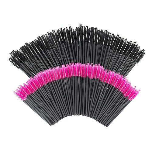 200 PCS Disposable Eyelash brush Mascara Wands Spoolies for Eye Lash Extension, Eyebrow and Makeup (Black&Rose red) Beauty & Personal Care GoWorth