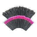 200 PCS Disposable Eyelash brush Mascara Wands Spoolies for Eye Lash Extension, Eyebrow and Makeup (Black&Rose red) Beauty & Personal Care GoWorth