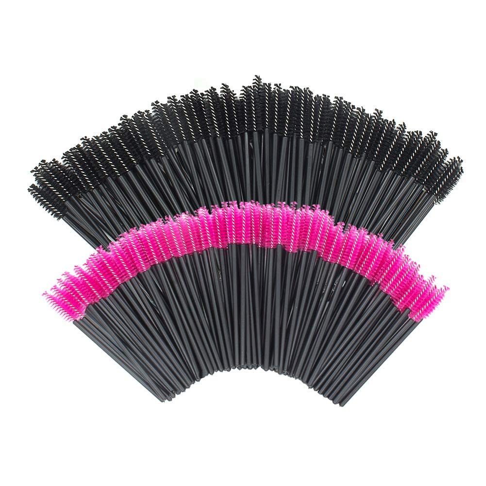 200 PCS Disposable Eyelash brush Mascara Wands Spoolies for Eye Lash Extension, Eyebrow and Makeup (Black&Rose red) Beauty & Personal Care GoWorth