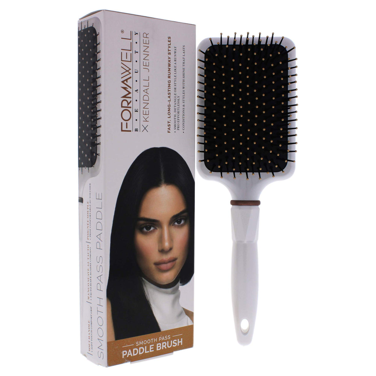Formawell Beauty x Kendall Jenner Smooth Pass Paddle Hair Brush | Smoothes, Detangles & Styles | Copper-Tourmaline Infused Nylon Bristles Improve Hair