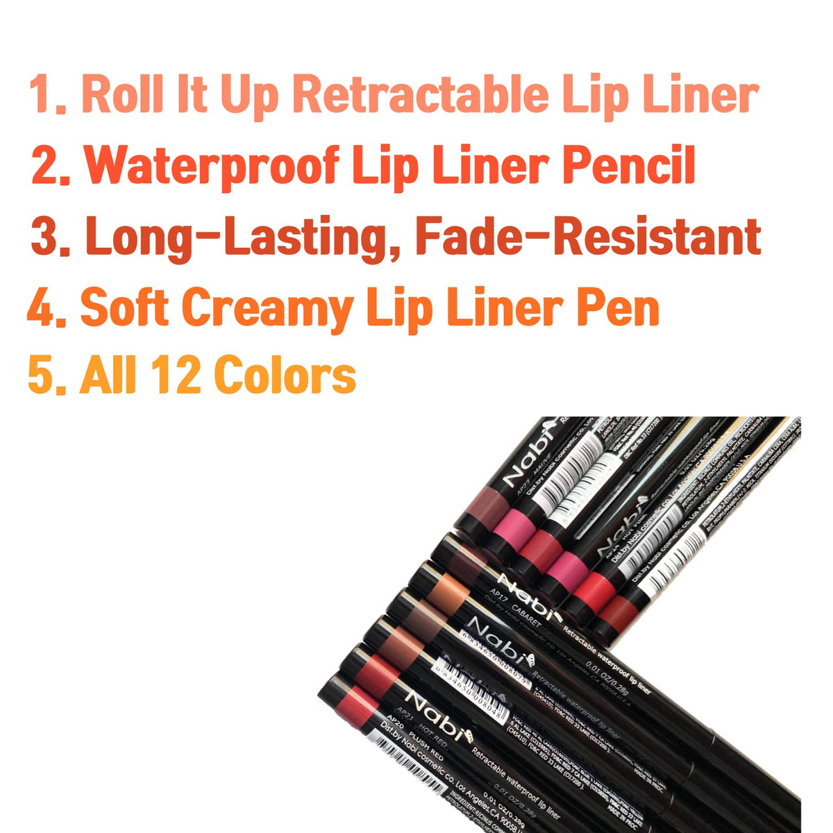 Beauty Spot 12 Colors Retractable Waterproof Lip Liner Set, Roll It Up Auto Lip Liner Pencil, Long Lasting Fade Resistant Beauty & Personal Care Beauty Spot