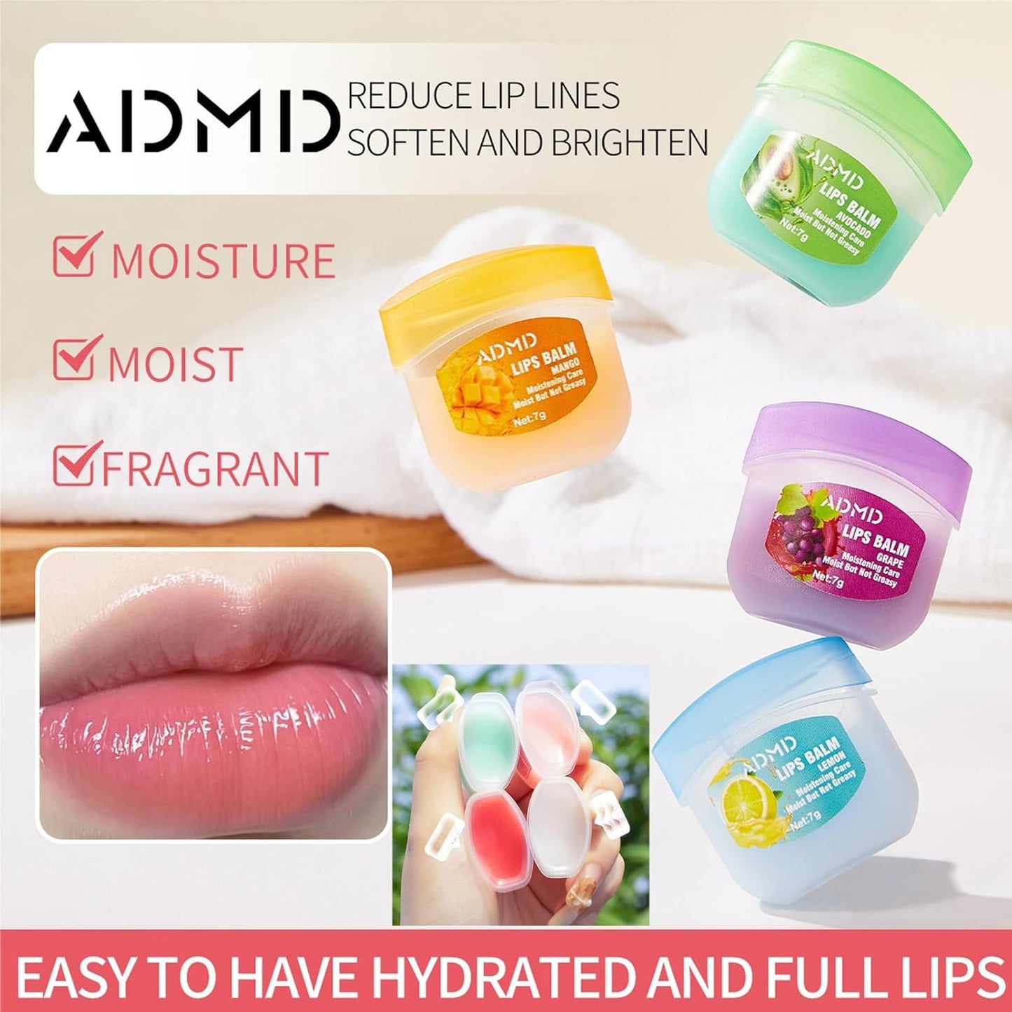 8Pcs Fruit Flavored Lip Care Set, Admd Mini Lip Balm Set, 8-in-1 Fruity Mini Lip Balms Can Be Used as Glosses Night Balms Colorless Lipsticks Beauty and Personal Care Hyxowgt