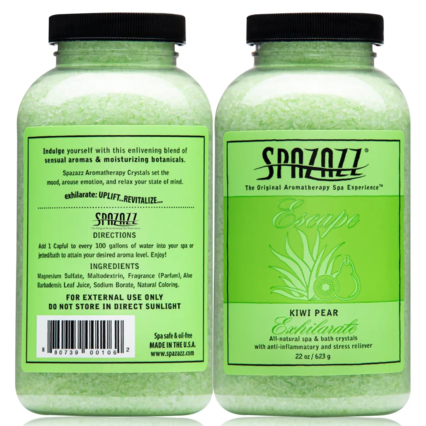 Spazzaz Hot Tub & Spa Bath Salt Aromatherapy Crystals. 22 oz Kiwi Pear Crystals and Bath Salts - Oil-Free & Safe for All Spas Beauty and Personal Care Spazazz