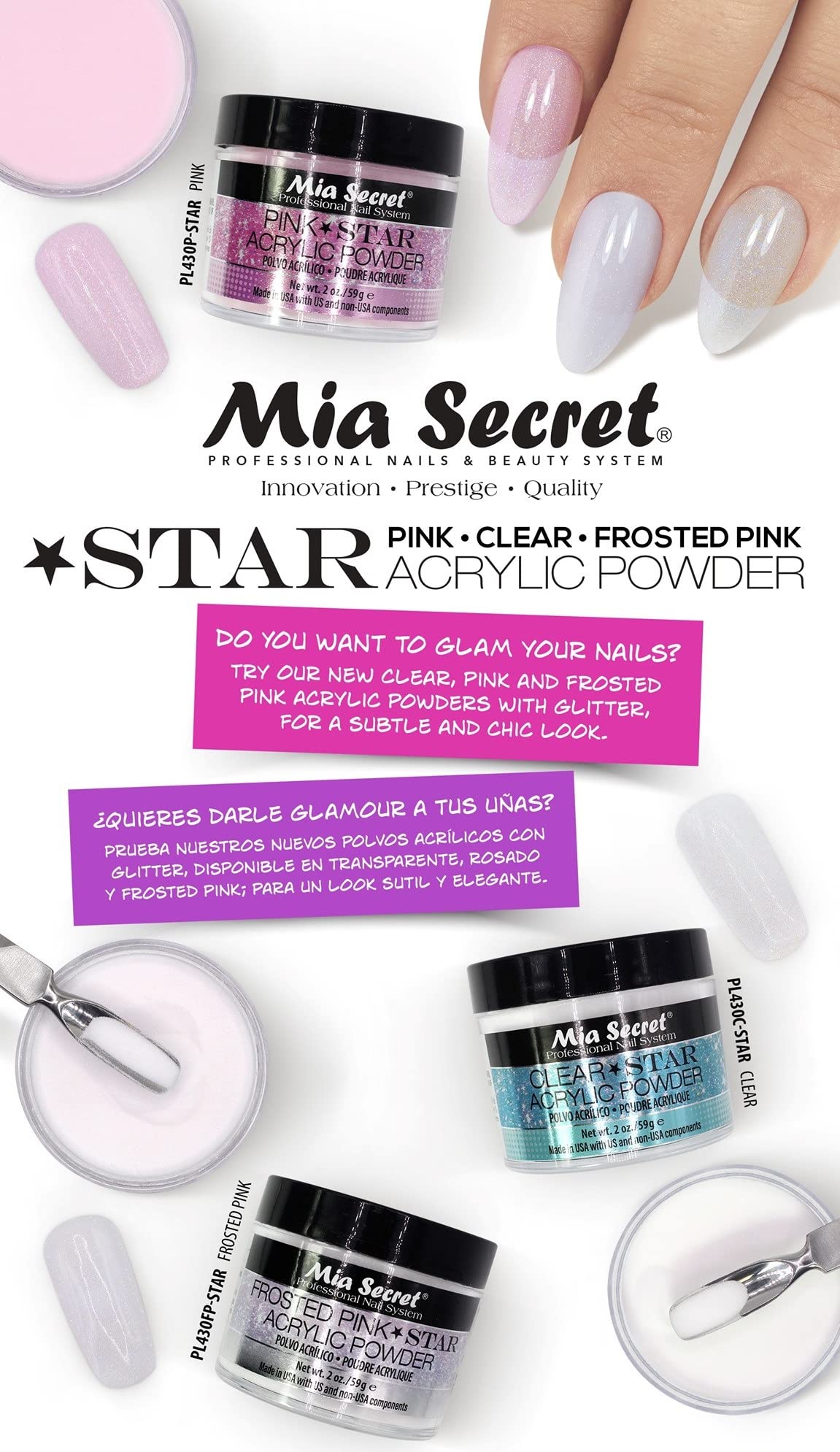 Mia Secret Acrylic Powder STAR PINK 2 oz Beauty & Personal Care Mia Secret