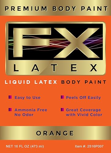 Liquid Latex - Face and Body Paint, Ammonia Free, Easy On and Off, Cosplay Makeup, Create Professional Monster, Zombie Arts 16 Oz (Orange) Beauty & Personal Care Liquid Latex Fashions