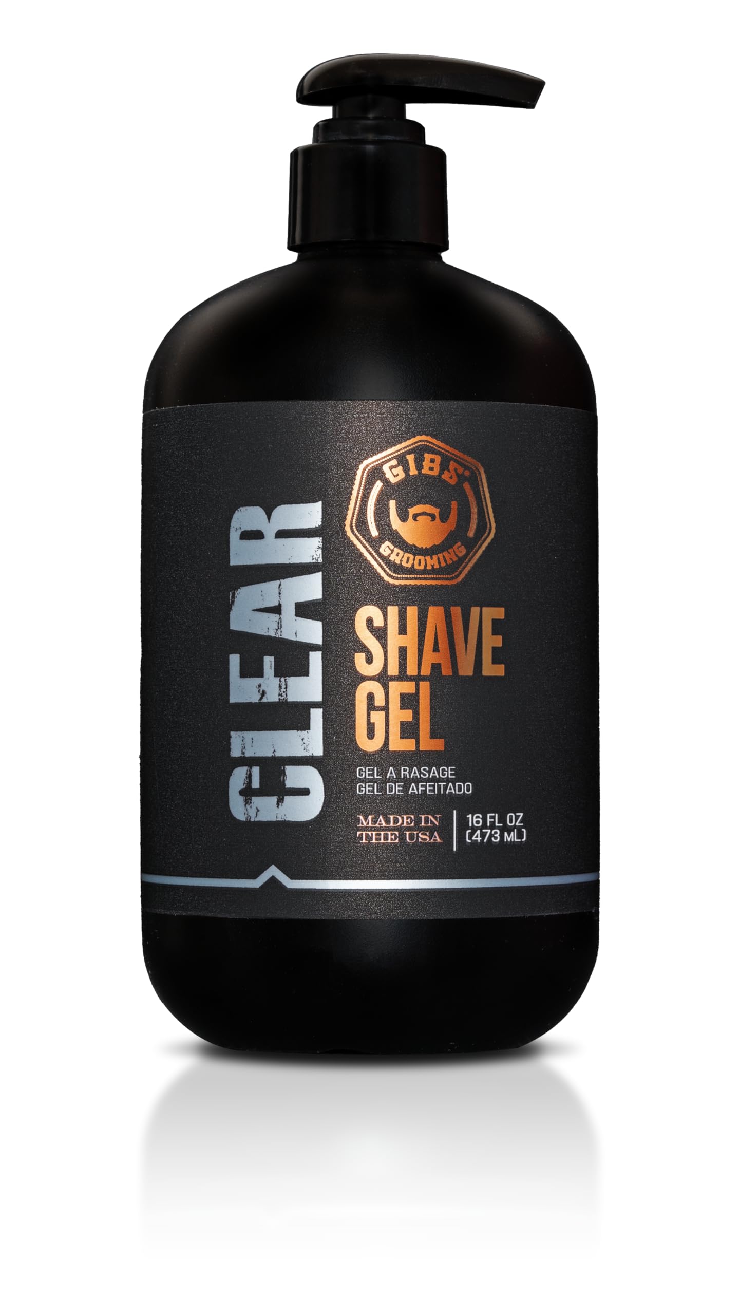 GIBS Grooming Clear Shave Gel, 16oz with pump, Moisturizing shave gel with Shea Butter, Aloe and Oat oil. Beauty and Personal Care GIBS