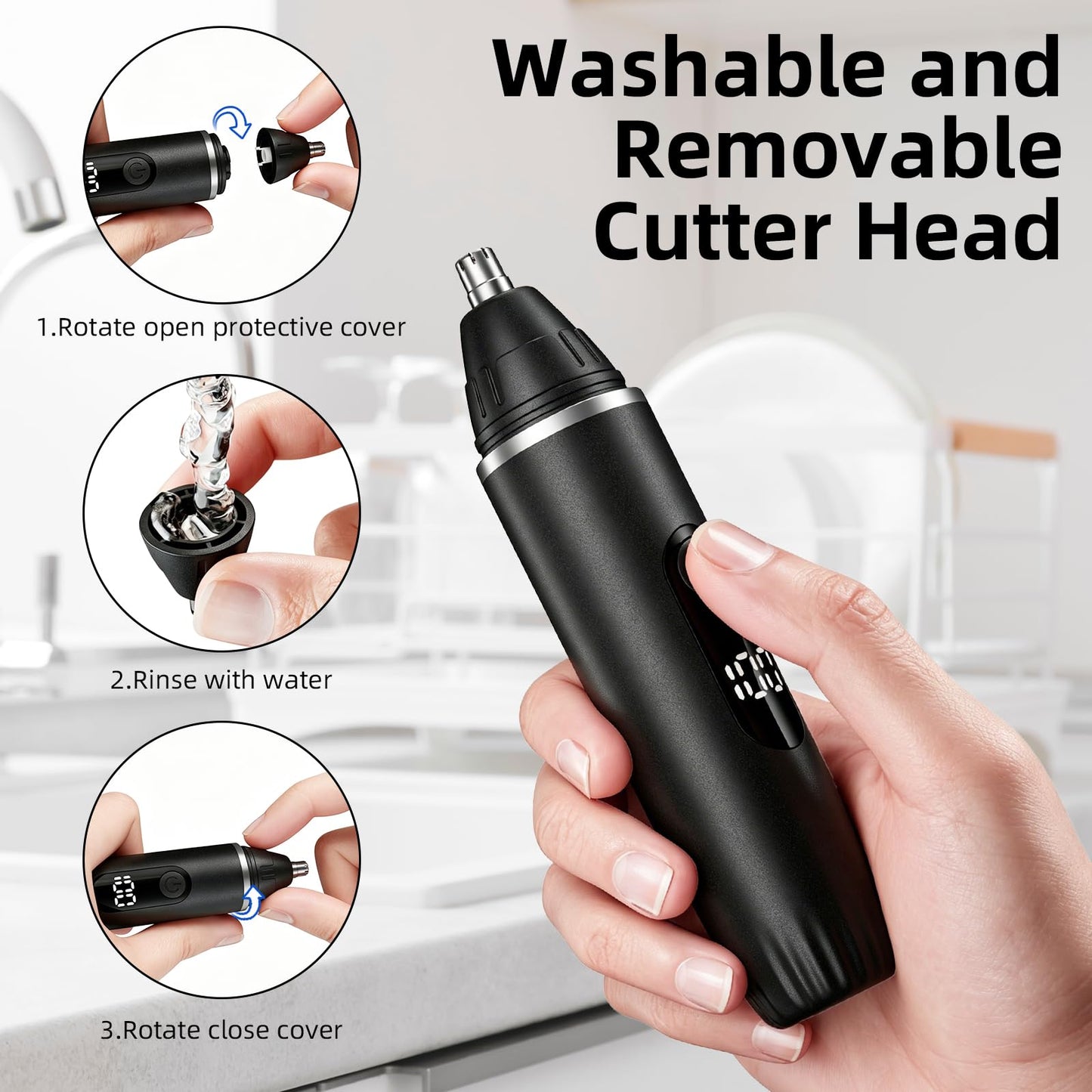 Notato Nose Hair Trimmer Professional Painless Eyebrow Trimmer Powerful Motor and Edge Blades for Smoother Cutting (Black) Beauty and Personal Care Notato