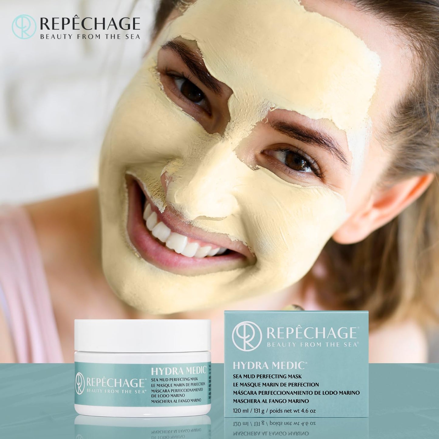 Repechage Sea Mud Mask for Women and Men, 4 fl. oz., Deep Exfoliating Pore Cleanser for Dry, Oily, Blemish Prone Face and Skin, Enhance Brighten Beauty & Personal Care Repechage