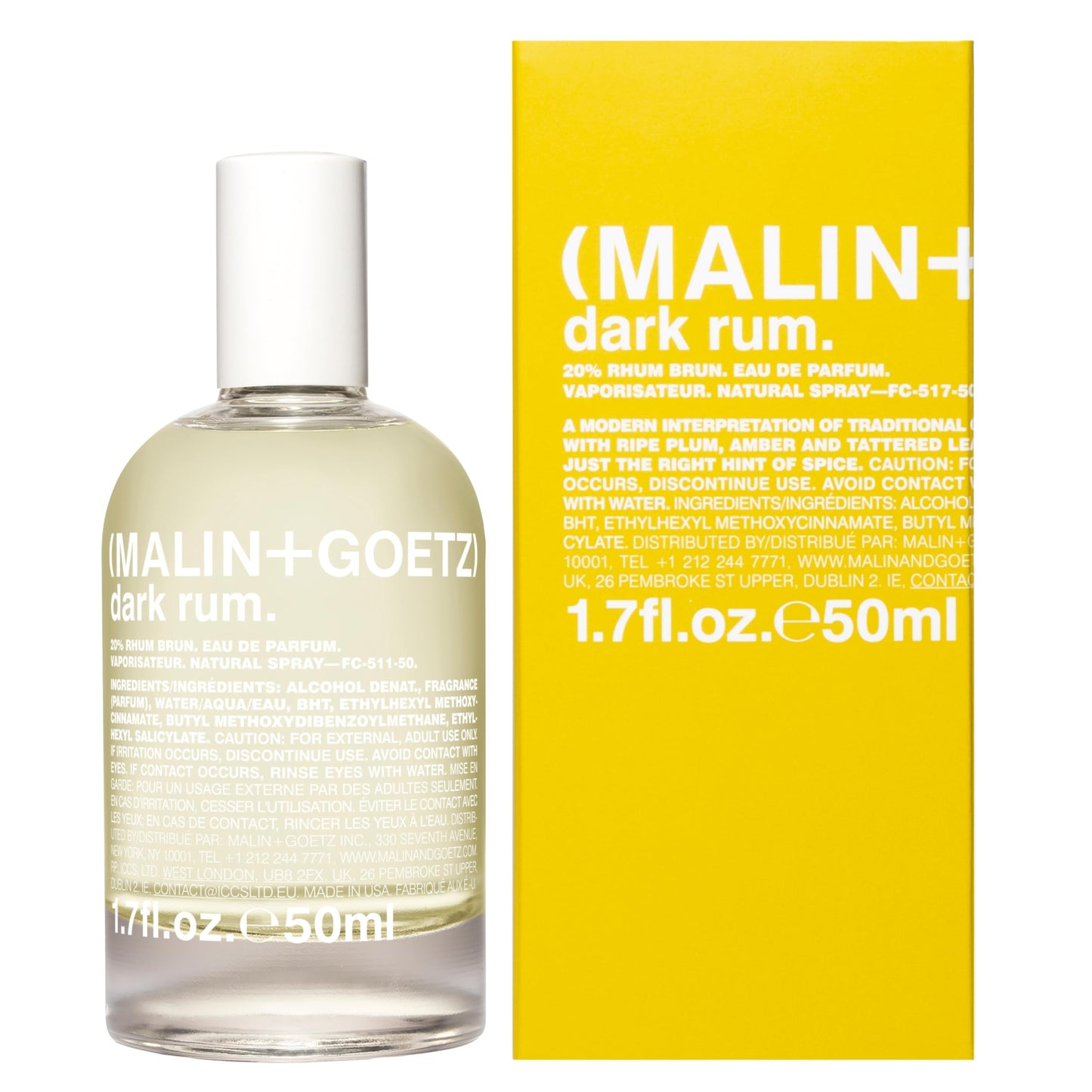 MALIN+GOETZ Dark Rum Eau de Parfum, 1.7 Fl. Oz. | Men & Women's Fragrance | Warm, Spicy Rum with Plum, Leather & Amber | Refreshing & Long-Lasting | Beauty & Personal Care MALIN+GOETZ