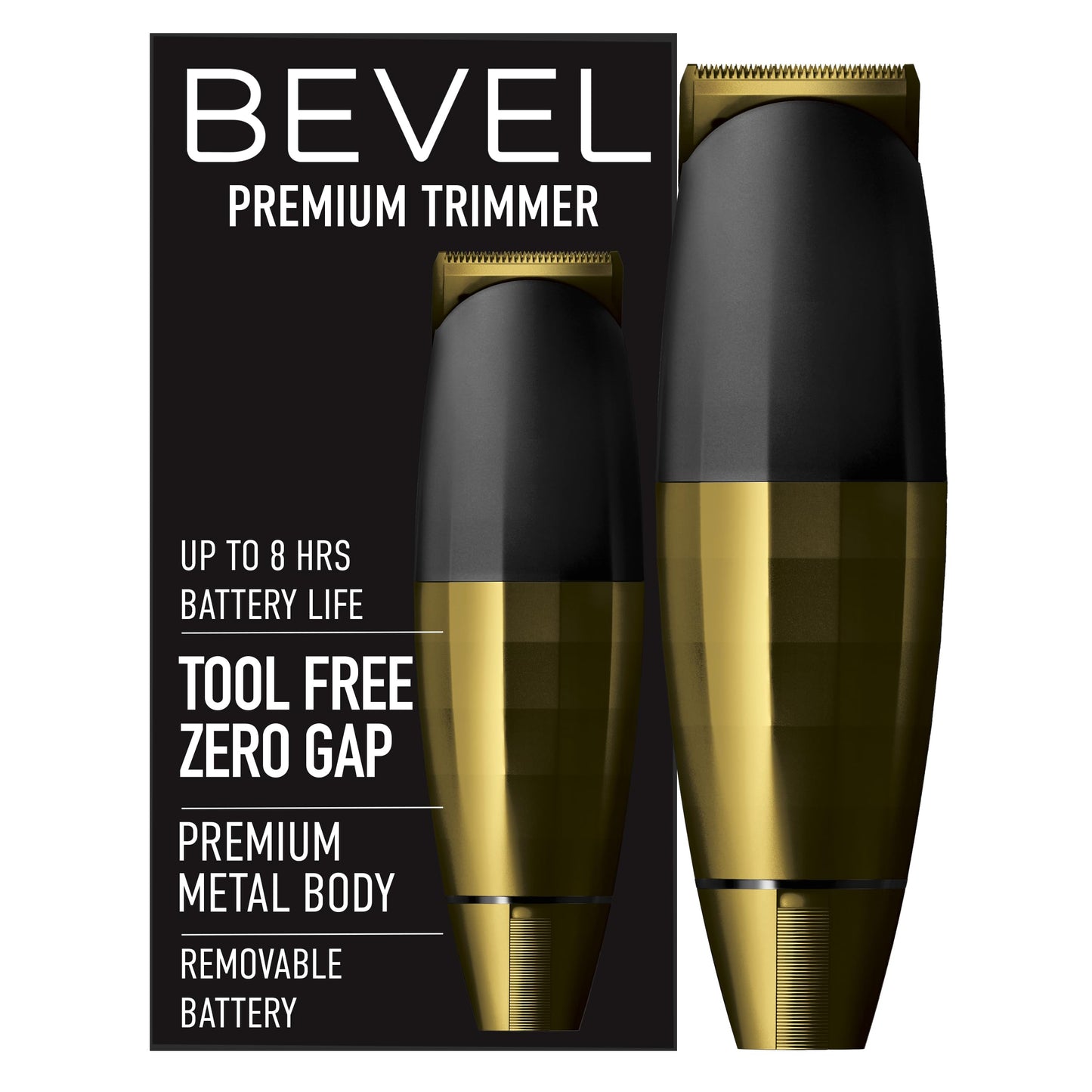 Bevel Beard Trimmer for Men - Gold Edition Cordless Trimmer, 8 Hour Rechargeable Battery Life, Tool Free Adjustable Zero Gapped Blade, Barber Beauty and Personal Care Bevel