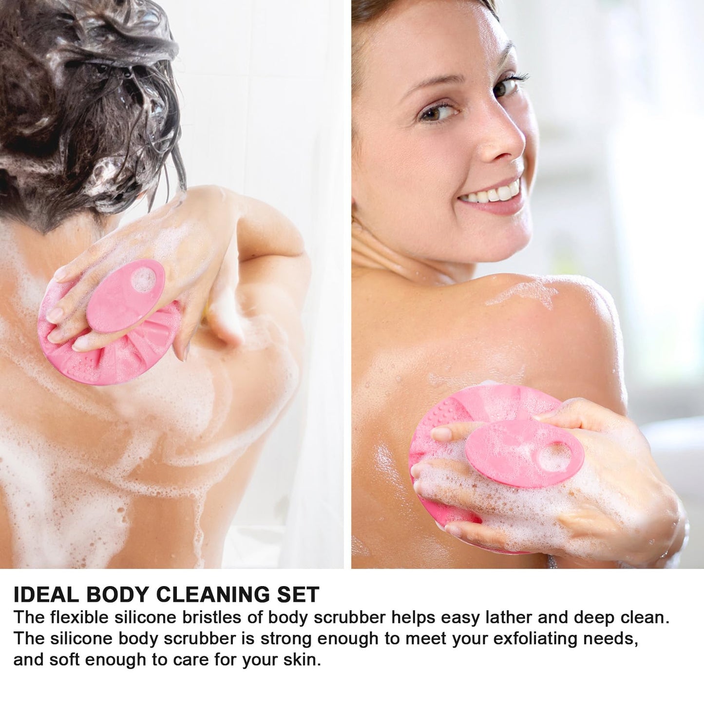 INNERNEED Soft Silicone Body Cleansing Brush Shower Scrubber, Gentle Exfoliating and Massage for All Kinds of Skin (Pink) Beauty & Personal Care INNERNEED