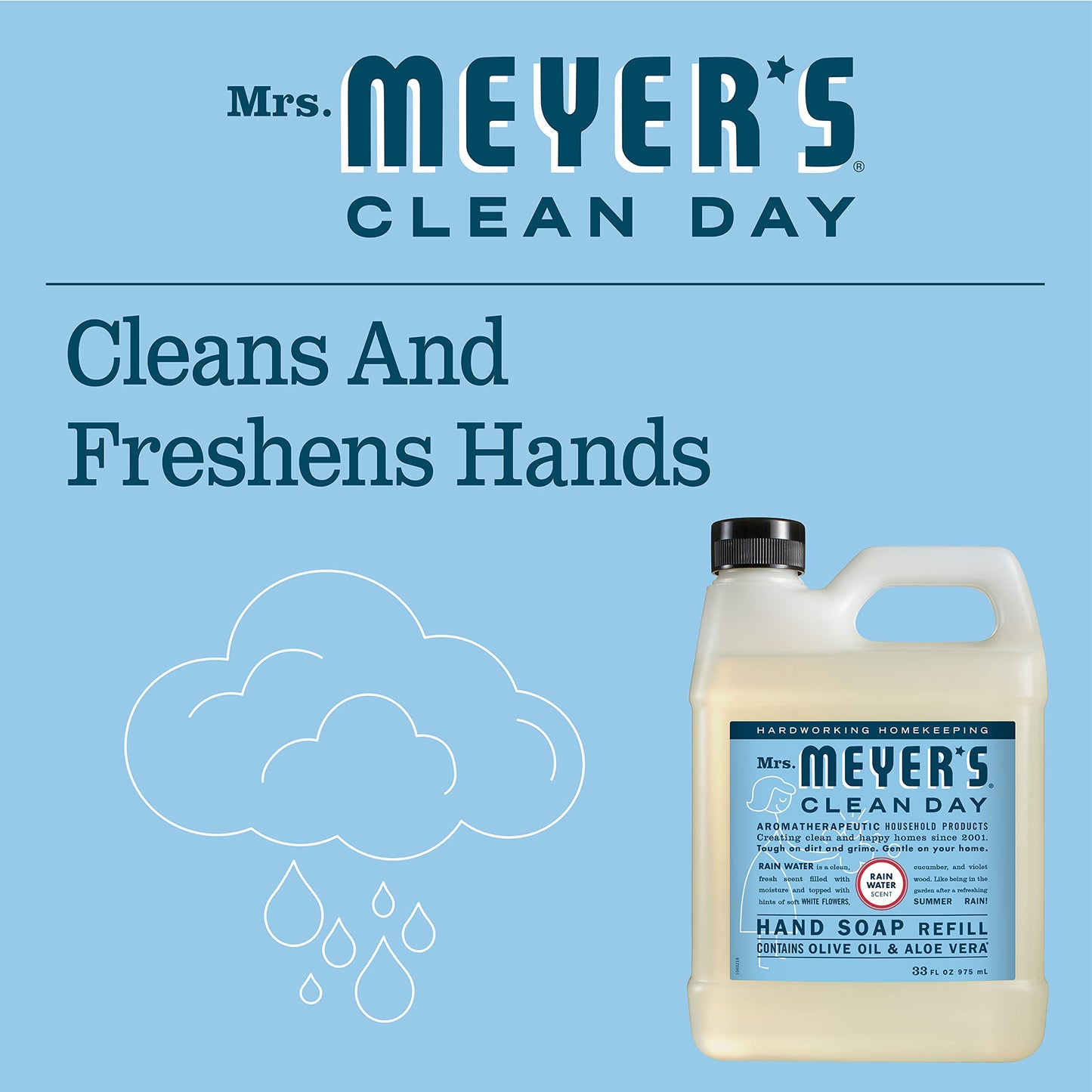MRS. MEYER'S CLEAN DAY Liquid Hand Soap Refill, Rainwater, 33 OZ Beauty & Personal Care Mrs. MEYER'S