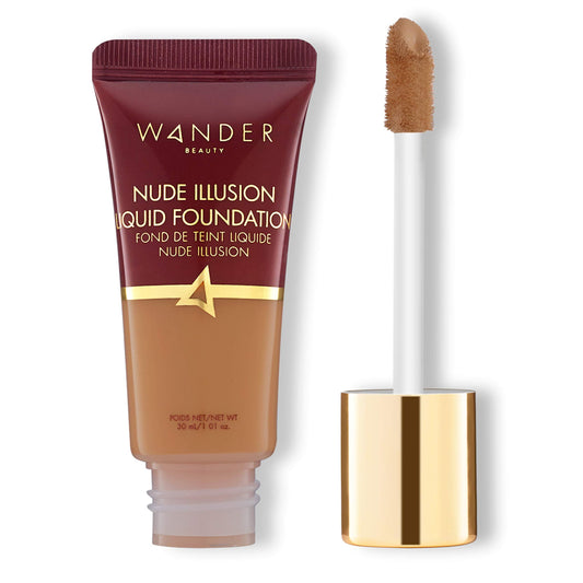 Wander Beauty Nude Illusion Liquid Foundation - Rich - Medium to Full Coverage Foundation with Niacinamide & Lotus Extract - Natural Skin Finish Beauty & Personal Care Wander Beauty