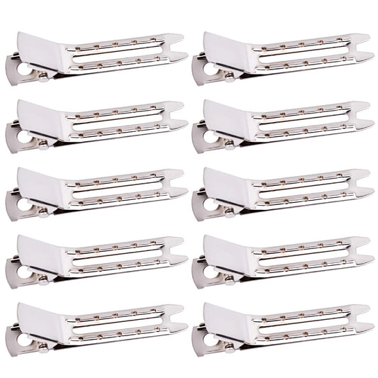 Jdesun 50pcs 1.8“ Silver Metal Hairdressing Double Prong Pin Curl Setting Section Hair Clips Alligator Clips with Holes for Hair Extension Beauty & Personal Care Jdesun