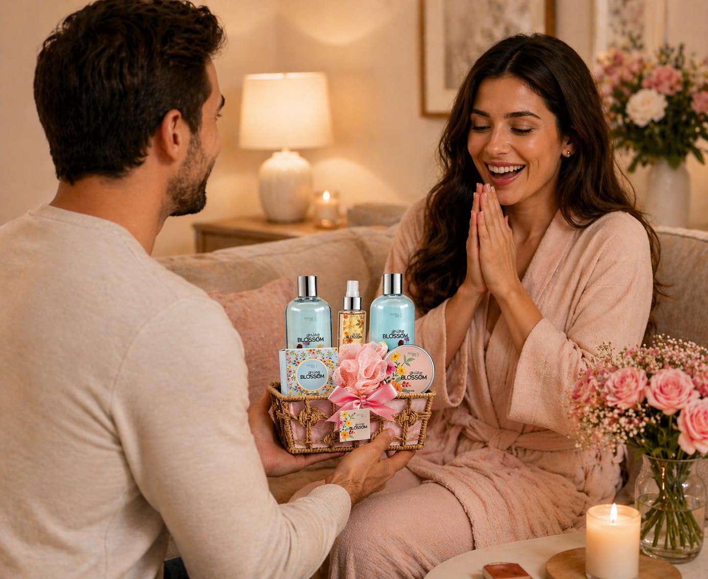 Spring Blossom Spa Gift Basket for Women - Mother’s Day Bath & Body Gift Set with Shower Gel, Bubble Bath, Body Lotion, Bath Salts & Bath Bombs - Self Beauty and Personal Care Freida and Joe