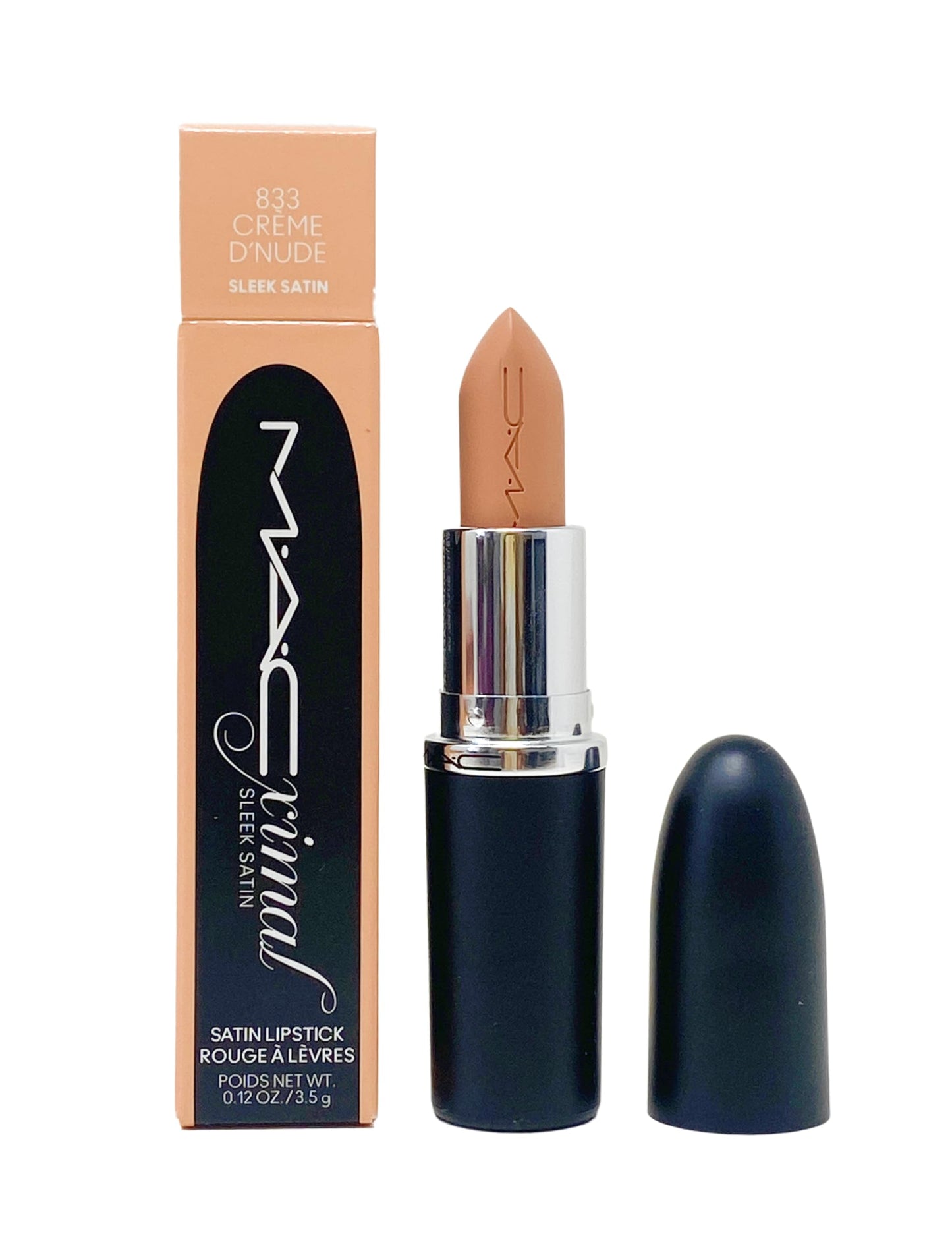 MAC Cosmetics M.A.Cximal Sleek Satin Lipstick - 833 Creme D'Nude (pale peachy beige) - 0.12 oz / 3.5 g Beauty & Personal Care MAC