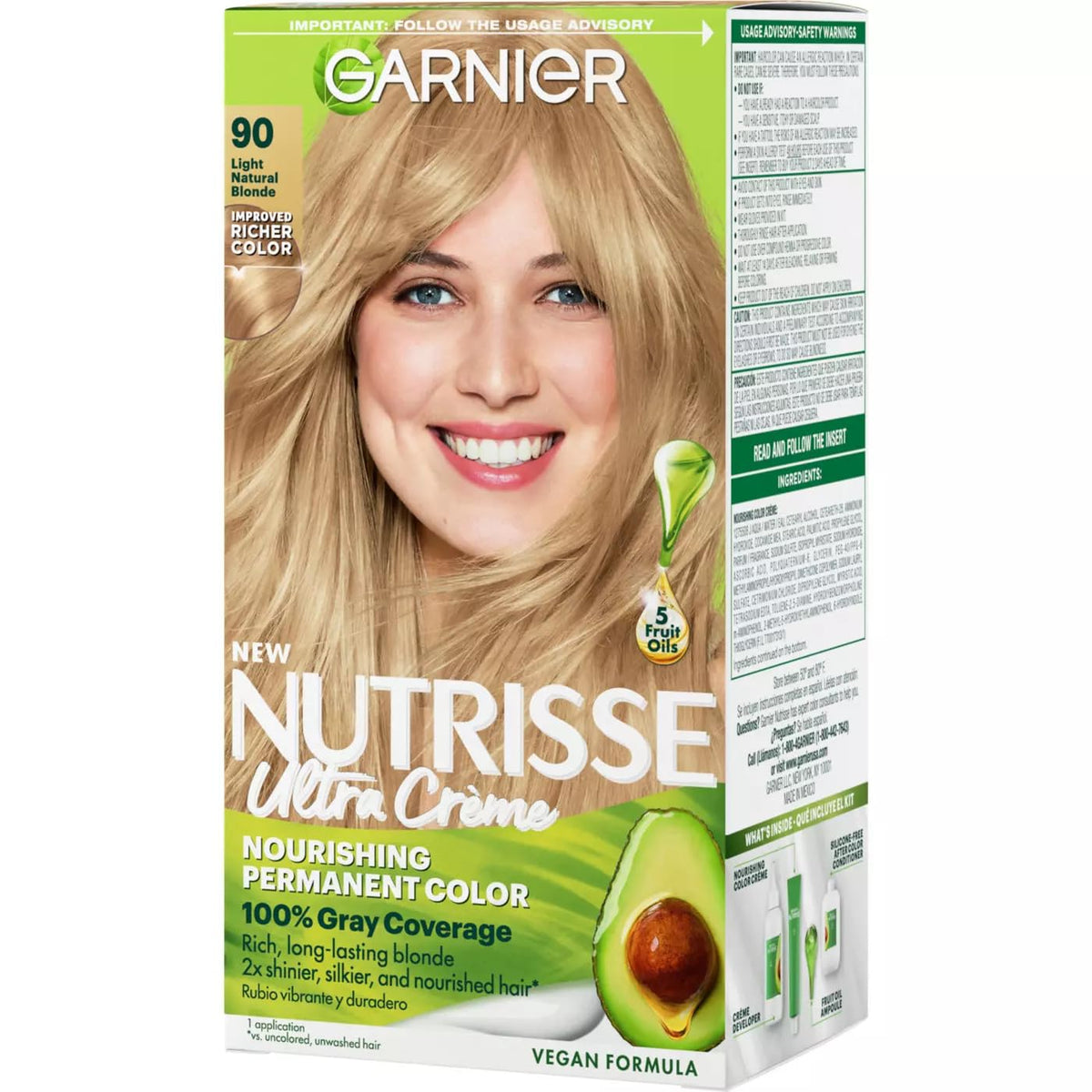 Garnier Nutrisse Nourishing Color Creme, Light Natural Blonde [90] 1 ea (Pack of 12) Beauty & Personal Care Garnier