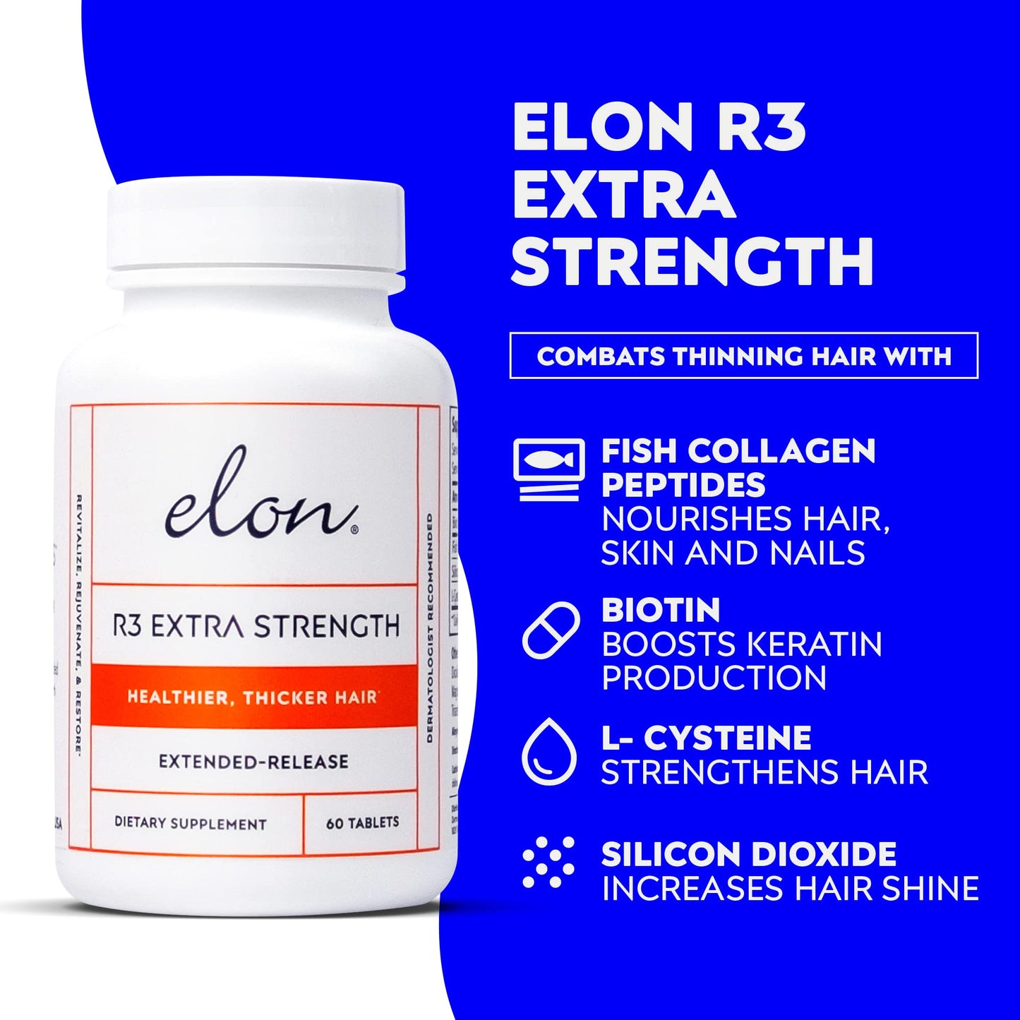 Elon Complete Care Kit for Thinning Hair - Elon Essential Shampoo & Conditioner Set + R3 Extra Strength Hair Growth Supplement - NO Sulfates, Parabens Beauty & Personal Care Elon