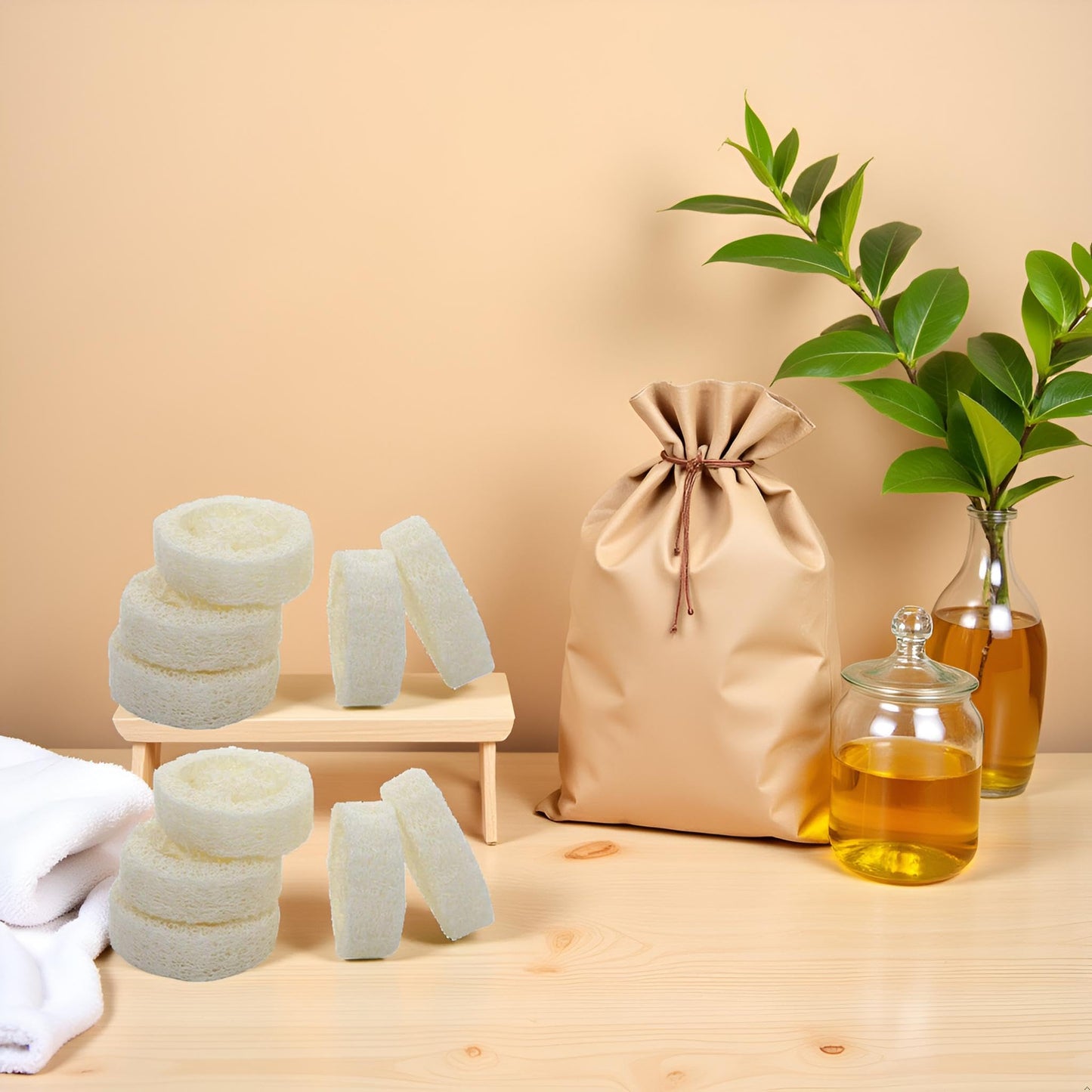 10Pcs White Natural Loofah Slices for Soap Making, Loofah Exfoliating Body Sponge Scrubber for Skin Care Loofa Soap Supplies Bathing Accessories Beauty and Personal Care GANPUB