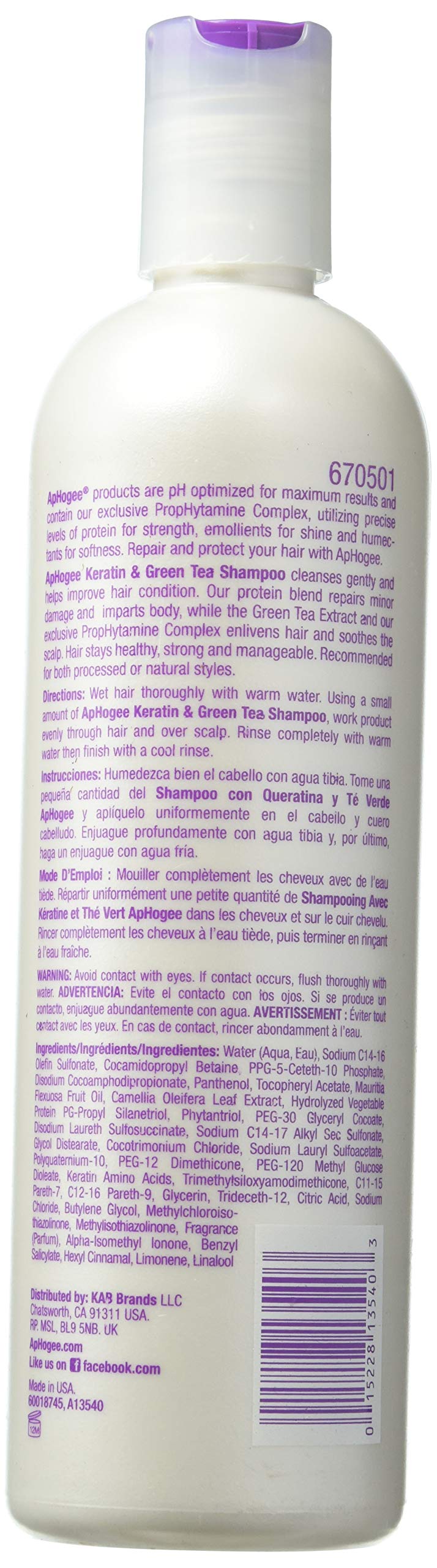 Aphogee Keratin and Green Tea 12-ounce Shampoo, 12 Ounce Beauty & Personal Care Aphogee