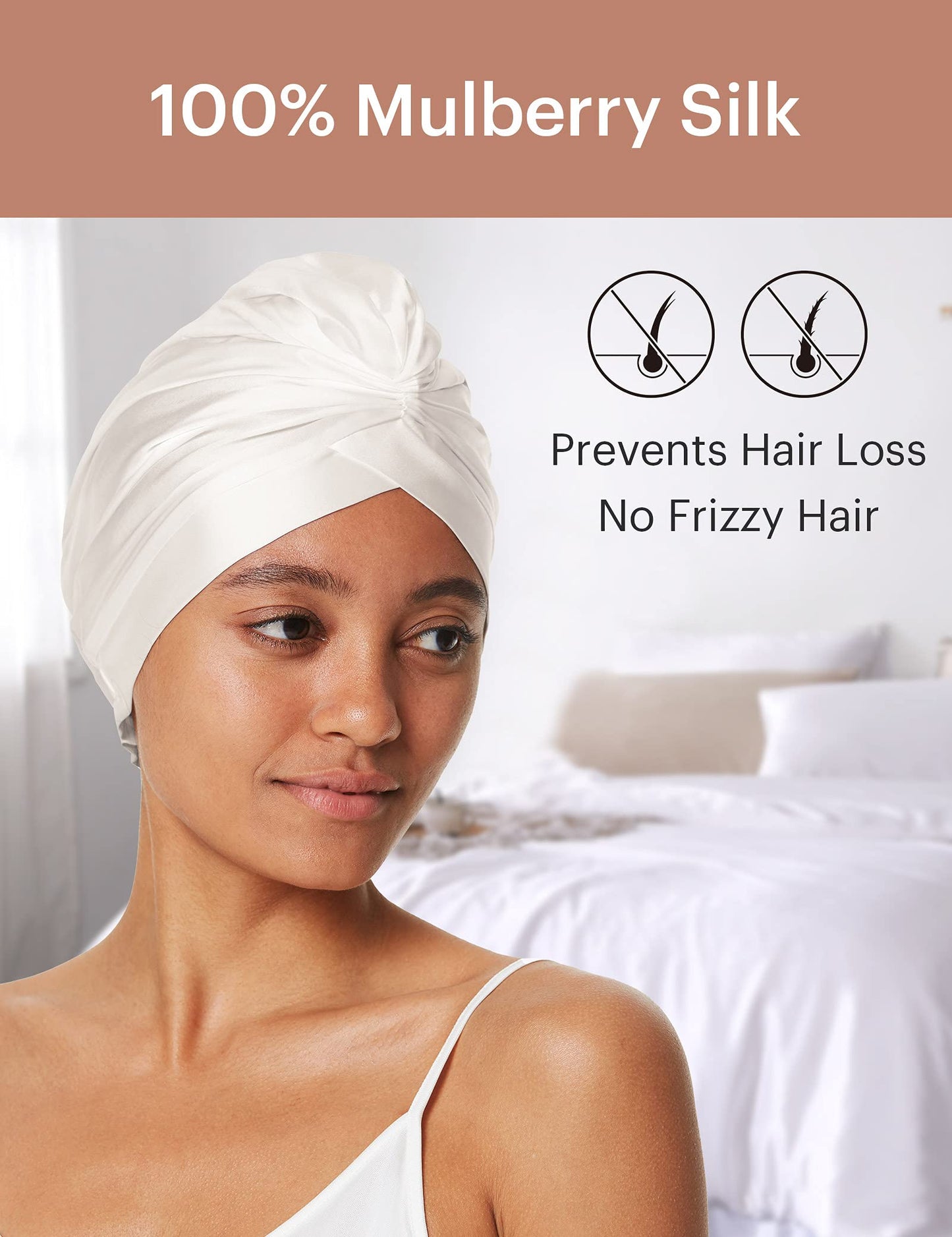 LilySilk Silk Bonnet for Sleeping Womens 100% Mulberry Silk Sleep Cap Hair Wrap for Curly Long Hair Ivory Beauty and Personal Care LilySilk