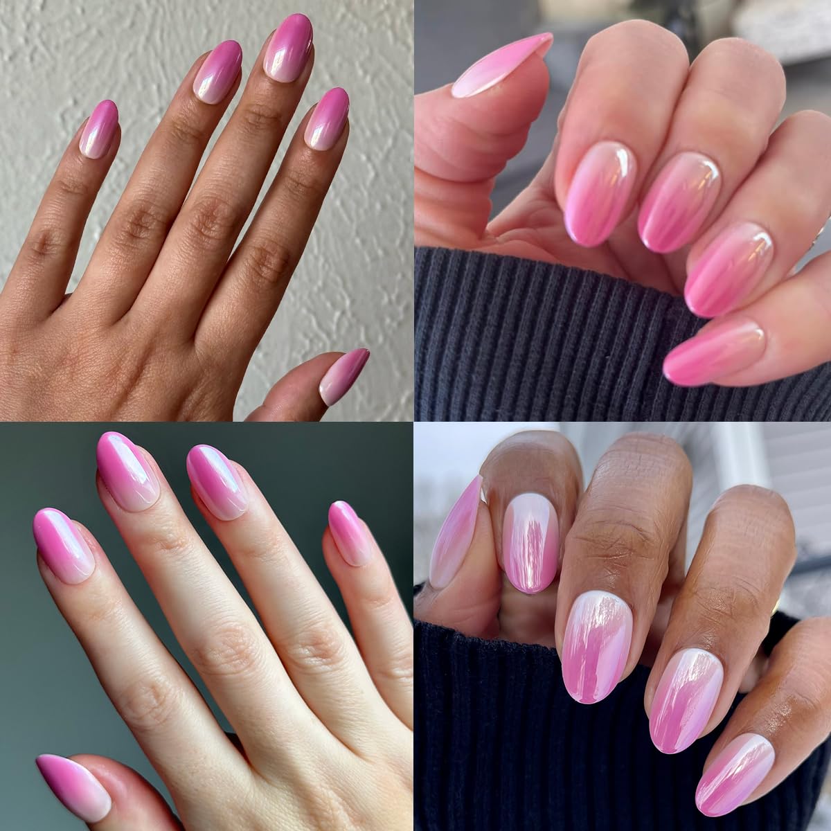 Olive & June Effects Super Stick Press-On Nails, Pink Chrome Gradient
