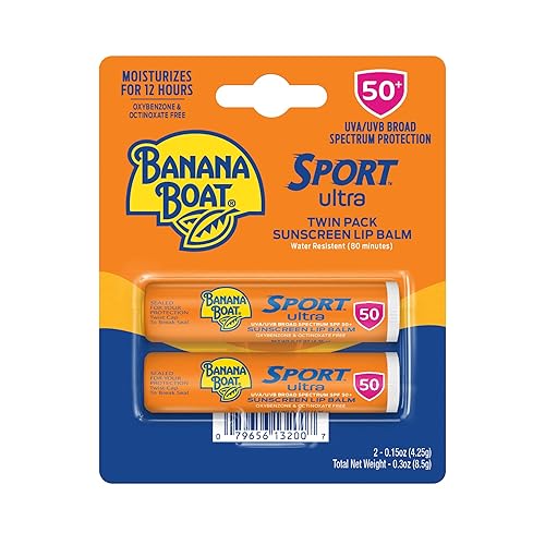 Banana Boat Sport Ultra SPF 50 Lip Sunscreen Twin Pack SPF Lip Balm Pack, Banana Boat Lip Balm SPF 50, Oxybenzone Free Sunscreen, Lip Sunblock, Travel Beauty & Personal Care Banana Boat
