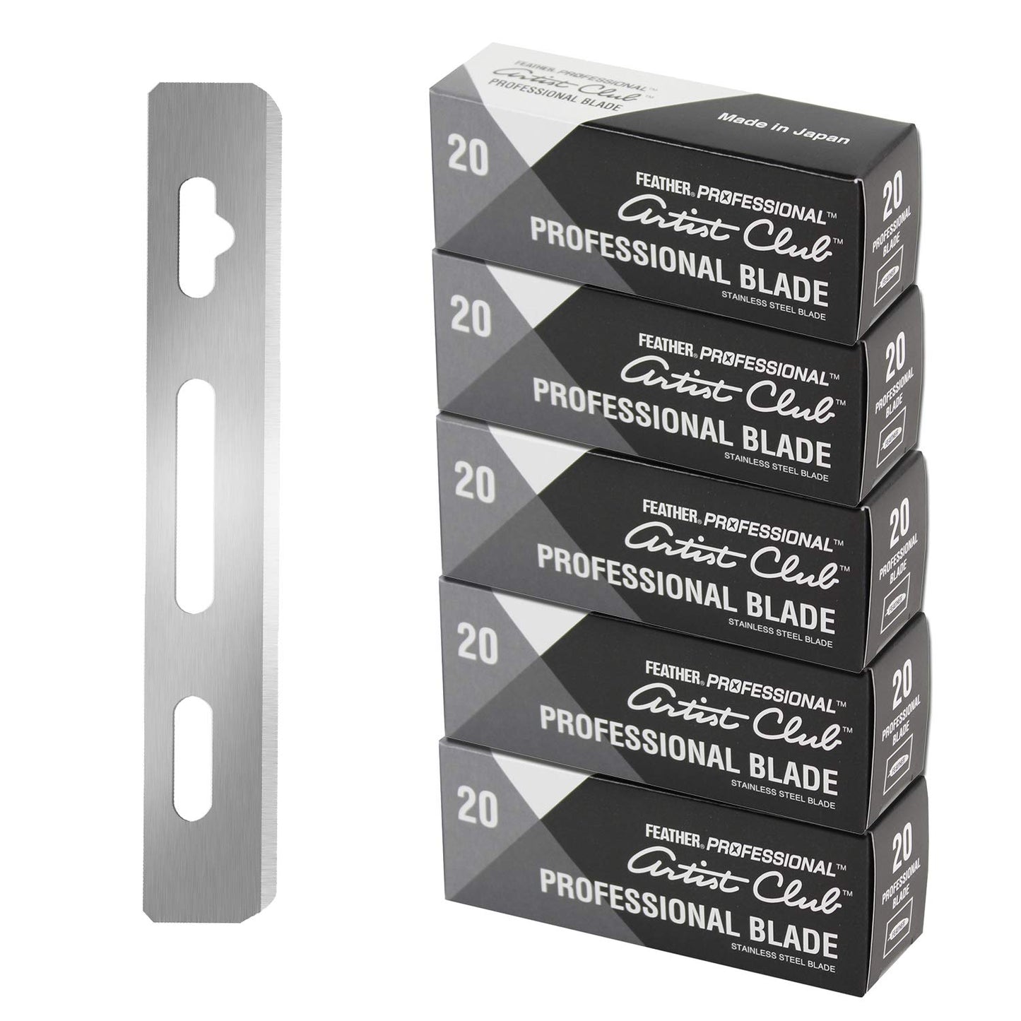 Feather Artist Club Professional Razor Blades - Single Straight Edge Replacement Blades for Full-Face Shaving, Beard Edging & Line-Ups - For Barbers Beauty and Personal Care Feather