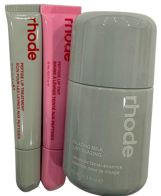 Rhode Glazed Trio Set with Glazing Milk, Peptide Lip Treatment Strawberry Glaze & Peptide Lip Tint Jelly Bean, 3-Piece Skincare and Lip Care Beauty and Personal Care Rhode